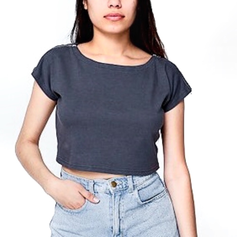 American Apparel Interlock Zippered Shoulder Crop Top